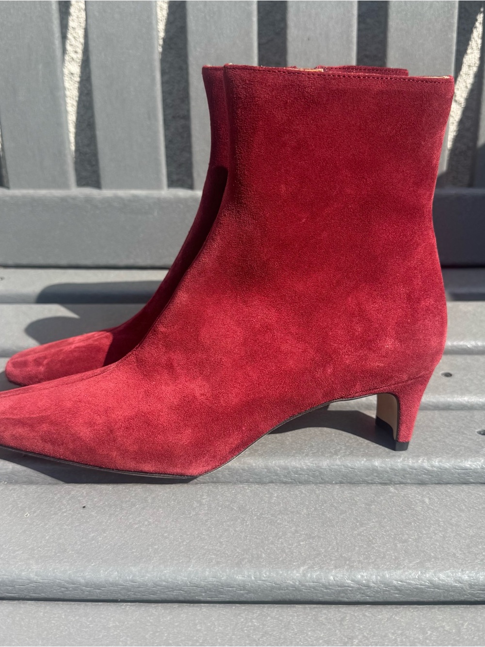 New Staud Wally 100% Suede Ankle Boots Pinot Burgundy Size EU 38 US 8 $395
